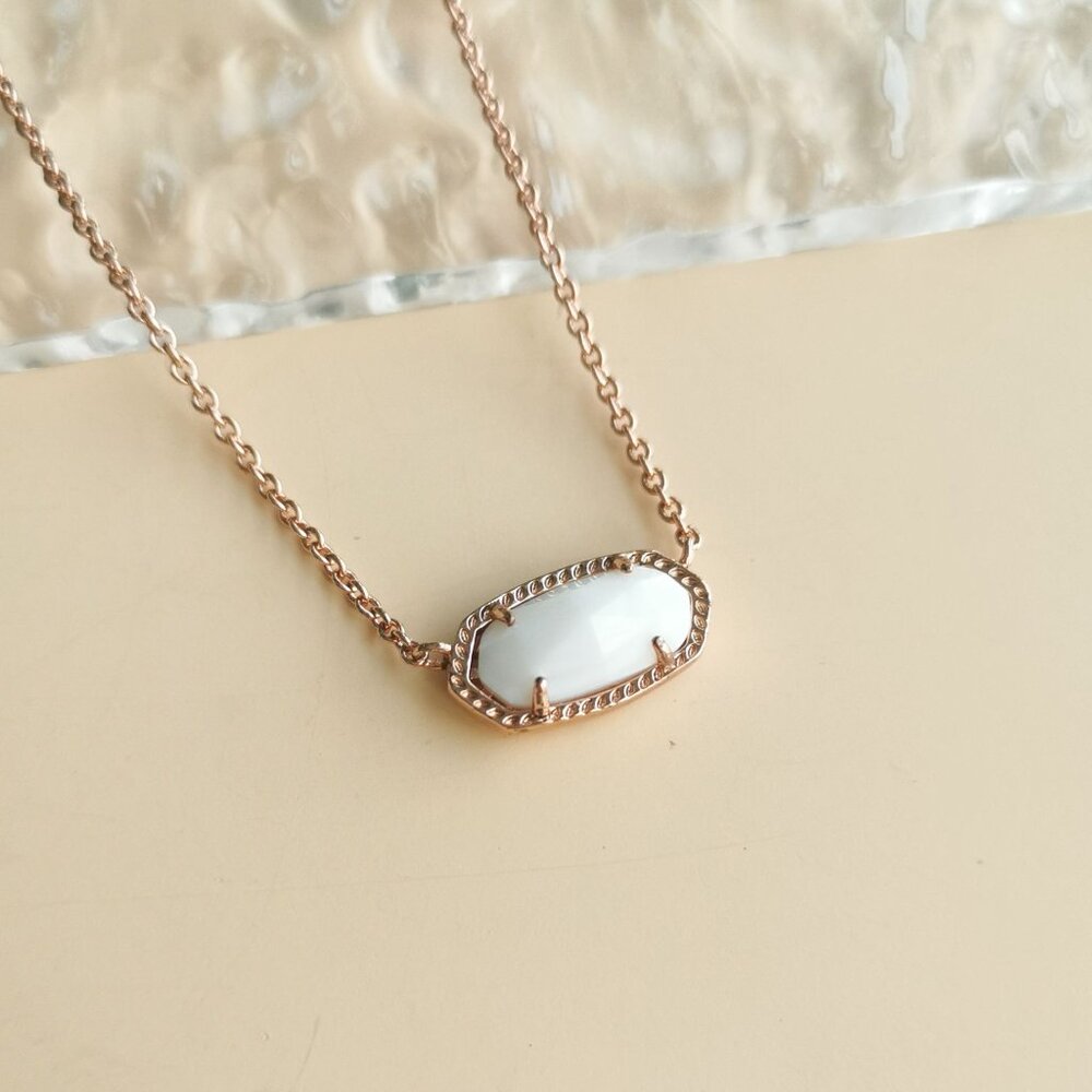 NEW Kendra Scott Elisa Rose Gold Ivory Pearl Pendant Necklace Authentic